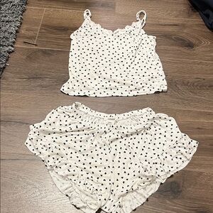 Garage White and Black Heart Pajama Set
